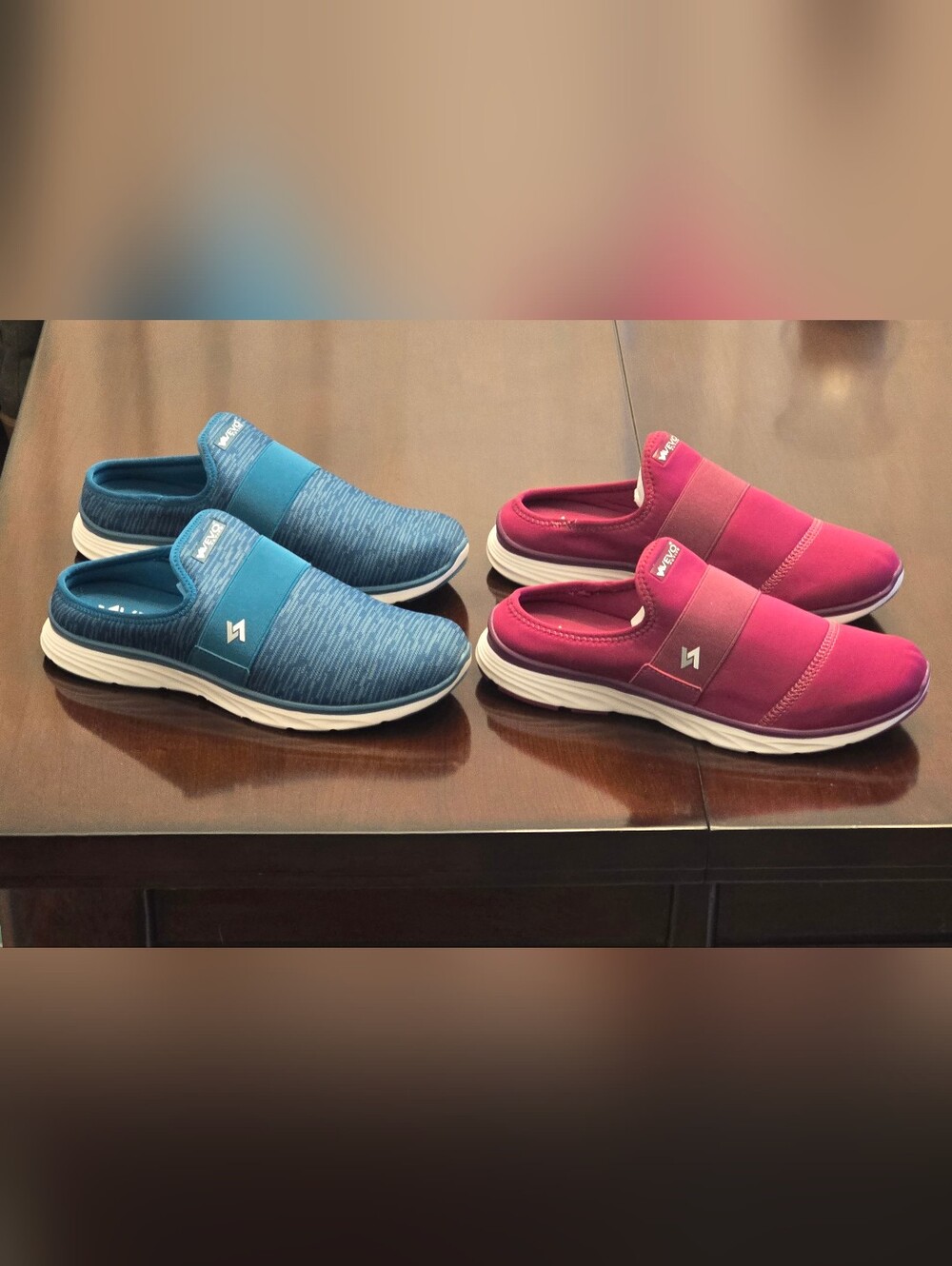 2-Pair Bundle, Women's Sz 9 Vevo Active "Aly Mule" Slip-On Shoes, Teal & Magenta